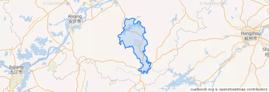 Mapa de ubicacion de 黄山市区.