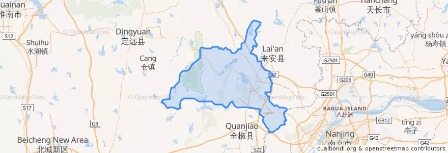 Mapa de ubicacion de 滁州市区.