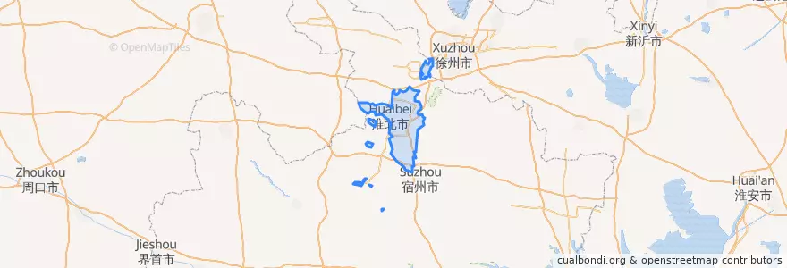 Mapa de ubicacion de 淮北市区.