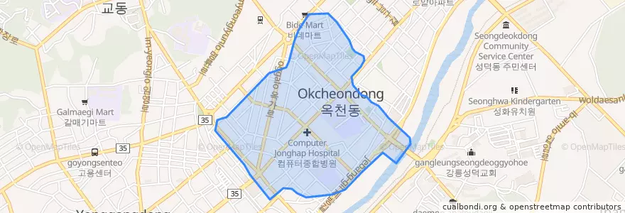 Mapa de ubicacion de 옥천동.