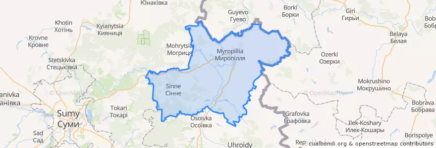 Mapa de ubicacion de Миропільська сільська об’єднана територіальна громада.