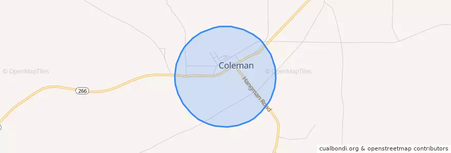 Mapa de ubicacion de Coleman.
