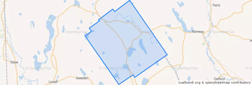 Mapa de ubicacion de Waterford Maine.