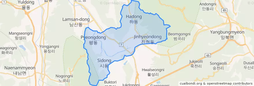 Mapa de ubicacion de 불국동.