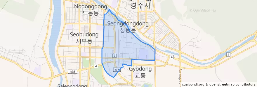 Mapa de ubicacion de 황오동.