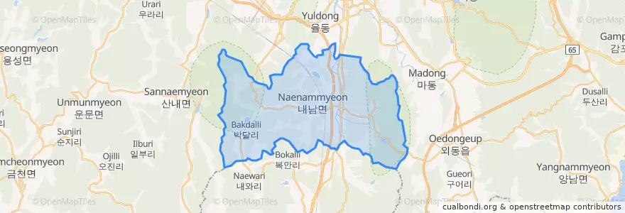 Mapa de ubicacion de 내남면.