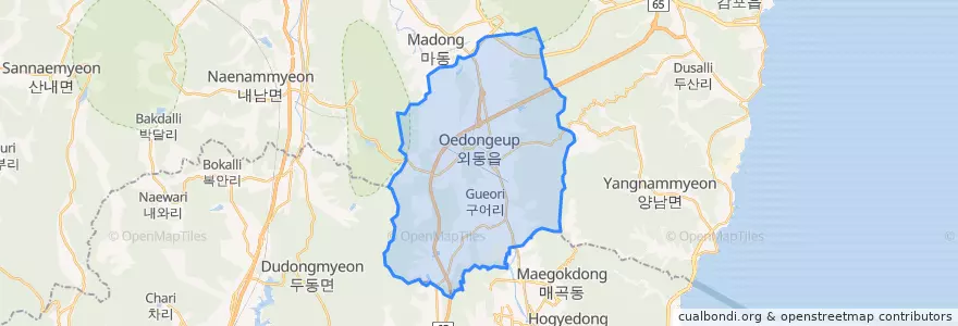 Mapa de ubicacion de 외동읍.
