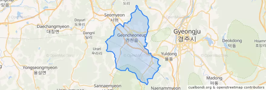 Mapa de ubicacion de 건천읍.