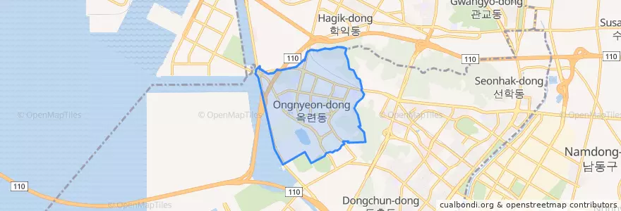 Mapa de ubicacion de 옥련동.