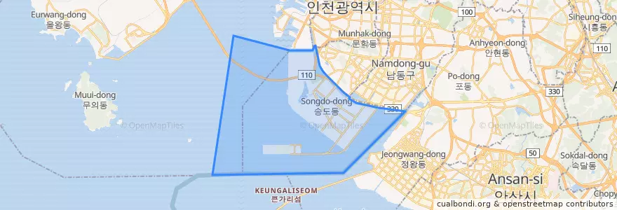 Mapa de ubicacion de 송도동.