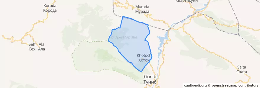 Mapa de ubicacion de сельское поселение Село Хоточ.