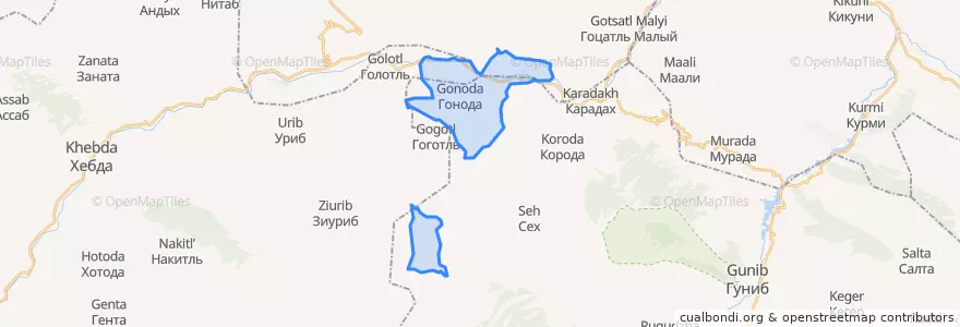 Mapa de ubicacion de сельское поселение Село Гонода.