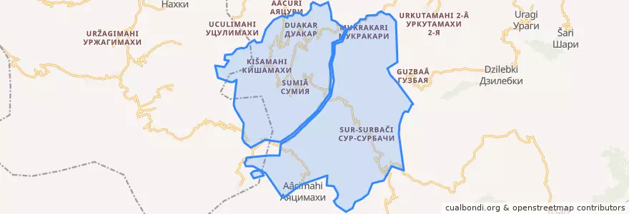 Mapa de ubicacion de Дуакарский сельсовет.