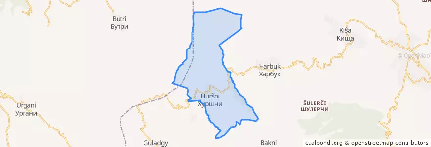 Mapa de ubicacion de сельское поселение Село Хуршни.
