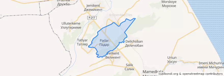 Mapa de ubicacion de сельское поселение Село Падар.