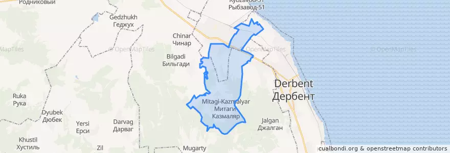 Mapa de ubicacion de сельское поселение Село Митаги-Казмаляр.