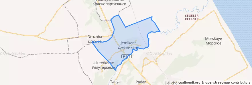 Mapa de ubicacion de сельское поселение Село Джемикент.