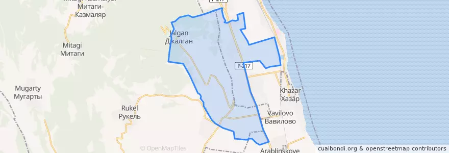 Mapa de ubicacion de сельское поселение Село Джалган.