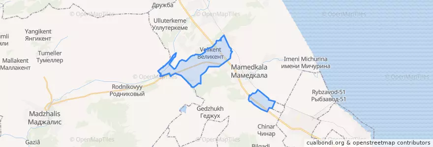 Mapa de ubicacion de сельское поселение Село Великент.