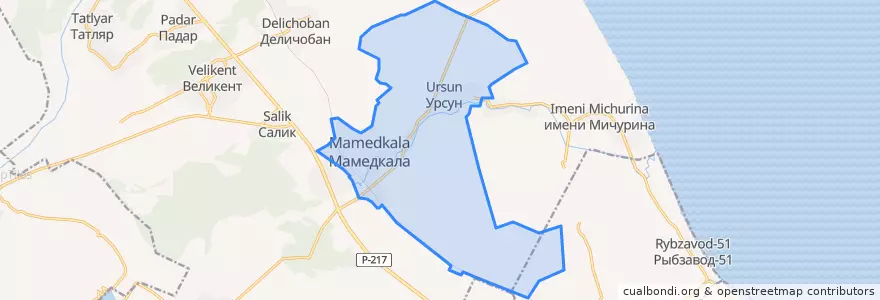 Mapa de ubicacion de городское поселение Мамедкала.