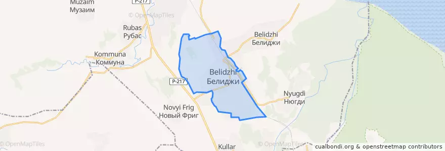 Mapa de ubicacion de городское поселение Белиджи.