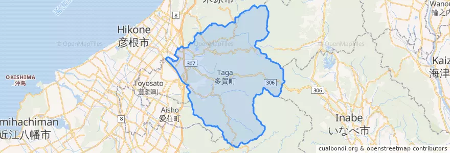 Mapa de ubicacion de 多賀町.