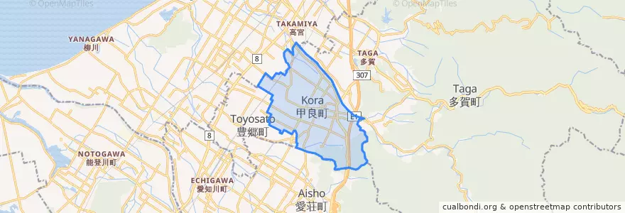 Mapa de ubicacion de 甲良町.