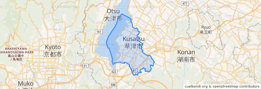 Mapa de ubicacion de 草津市.