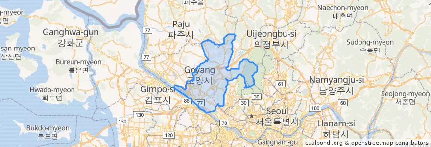 Mapa de ubicacion de 덕양구.