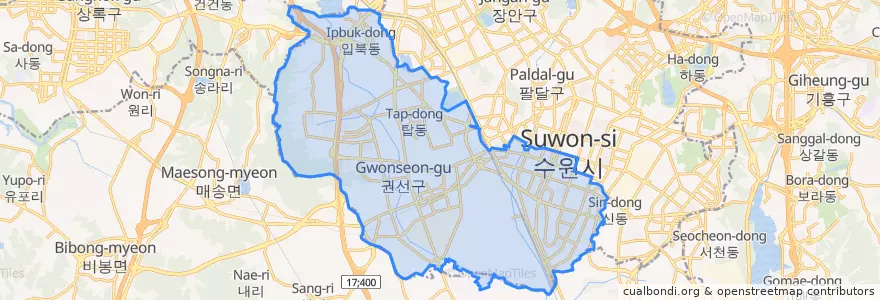 Mapa de ubicacion de 권선구.
