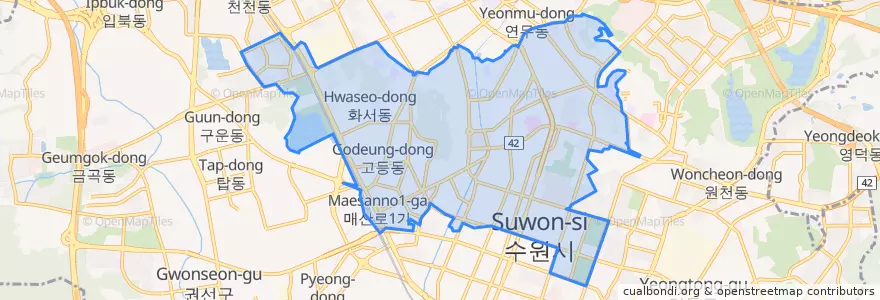 Mapa de ubicacion de 팔달구.