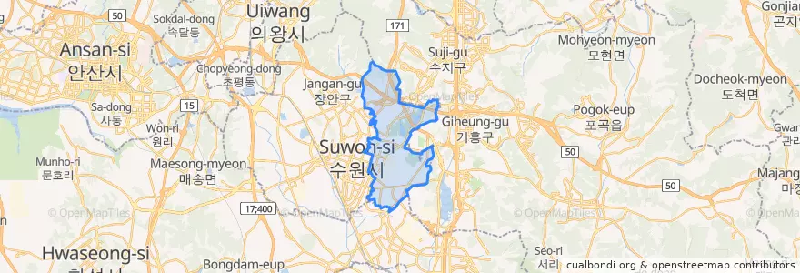 Mapa de ubicacion de 영통구.