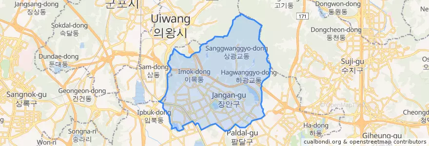 Mapa de ubicacion de 장안구.