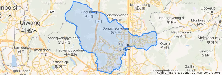 Mapa de ubicacion de 수지구.