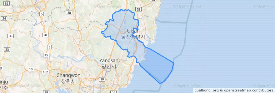 Mapa de ubicacion de 울주군.