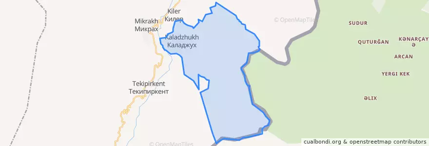 Mapa de ubicacion de сельское поселение Село Каладжух.