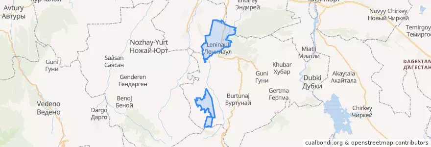 Mapa de ubicacion de сельское поселение Село Ленинаул.