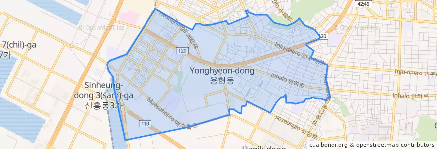 Mapa de ubicacion de 용현동.