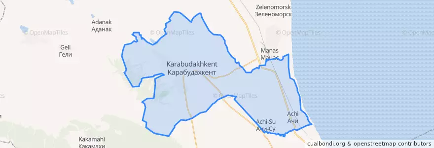 Mapa de ubicacion de сельское поселение Село Карабудахкент.