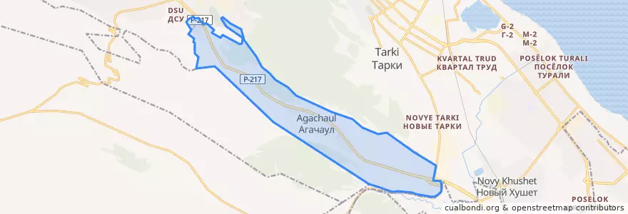 Mapa de ubicacion de сельское поселение Село Агачаул.