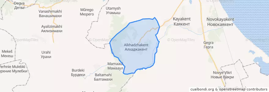 Mapa de ubicacion de сельсовет Алхаджакентский.