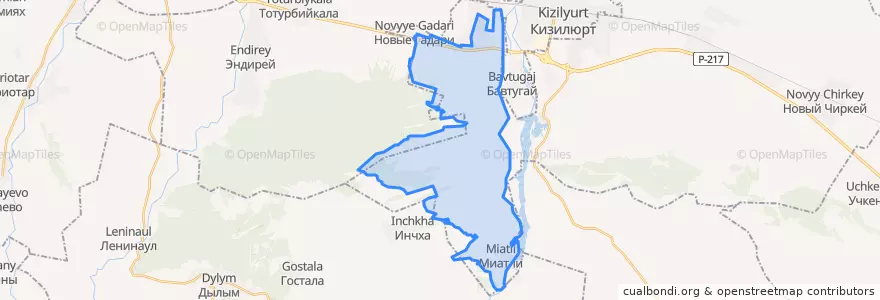 Mapa de ubicacion de сельское поселение Село Миатли.