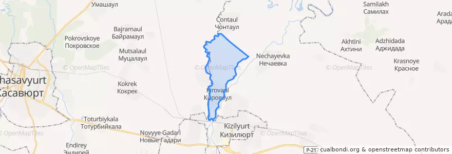 Mapa de ubicacion de сельское поселение Село Кироваул.