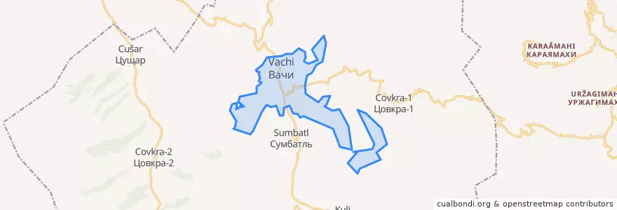 Mapa de ubicacion de сельское поселение Село Вачи.