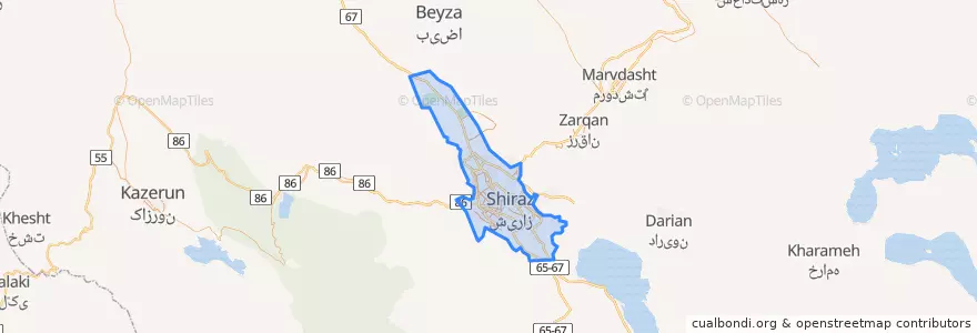 Mapa de ubicacion de Shiraz.