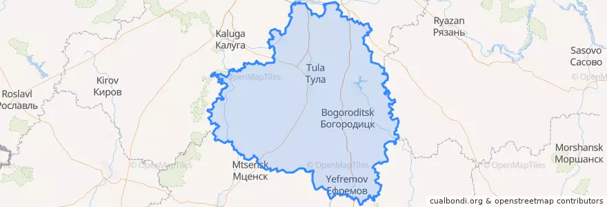 Mapa de ubicacion de Oblast de Toula.