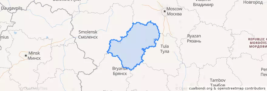 Mapa de ubicacion de Óblast de Kaluga.
