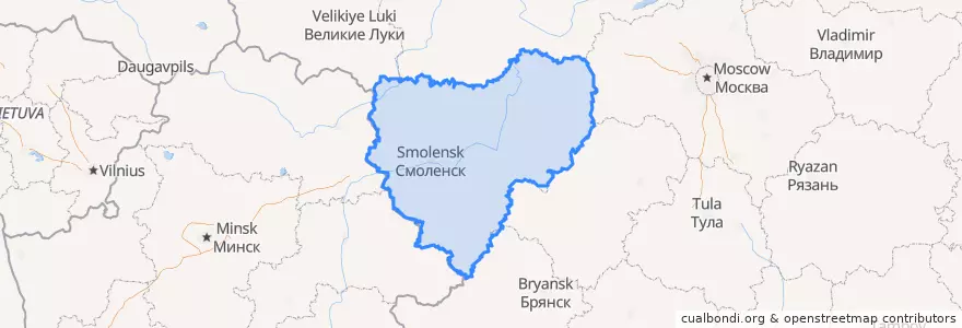 Mapa de ubicacion de Oblast de Smolensk.