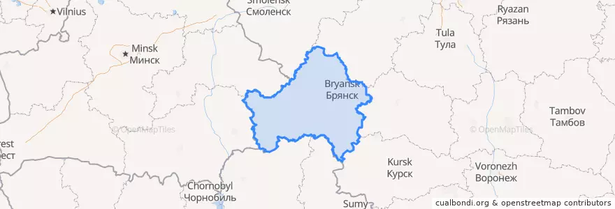 Mapa de ubicacion de Bryansk Oblast.