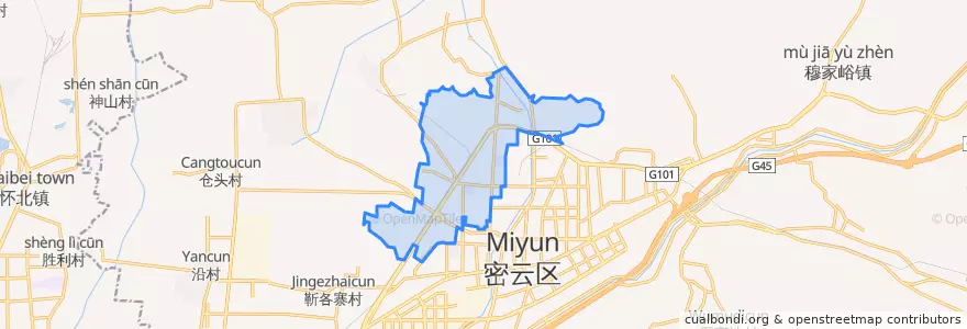 Mapa de ubicacion de 密云镇.